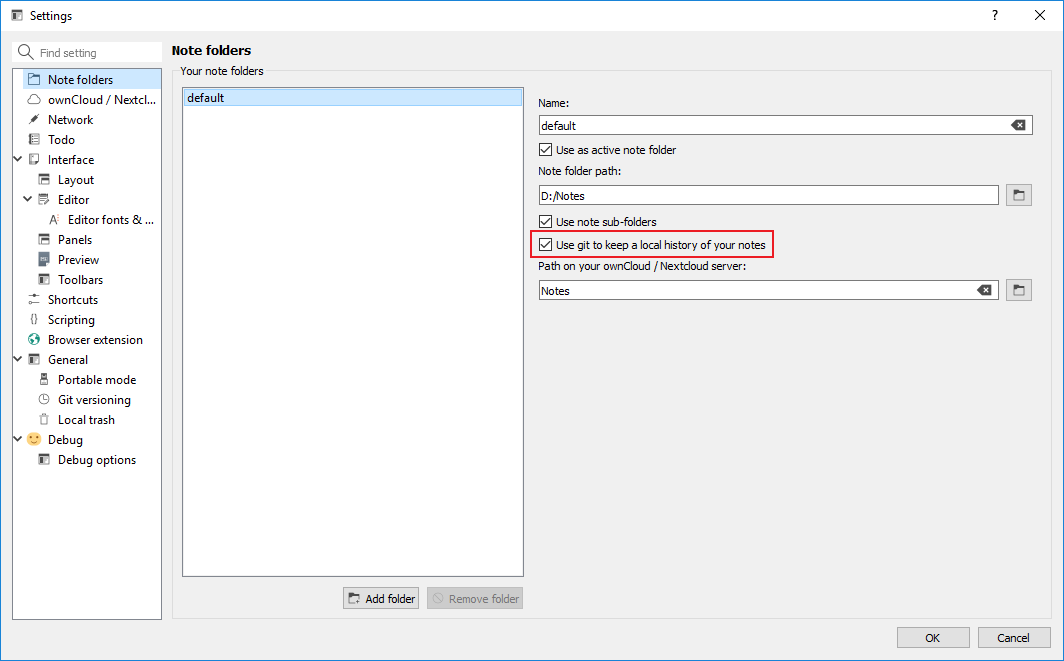 qownnotes troubleshooting settings